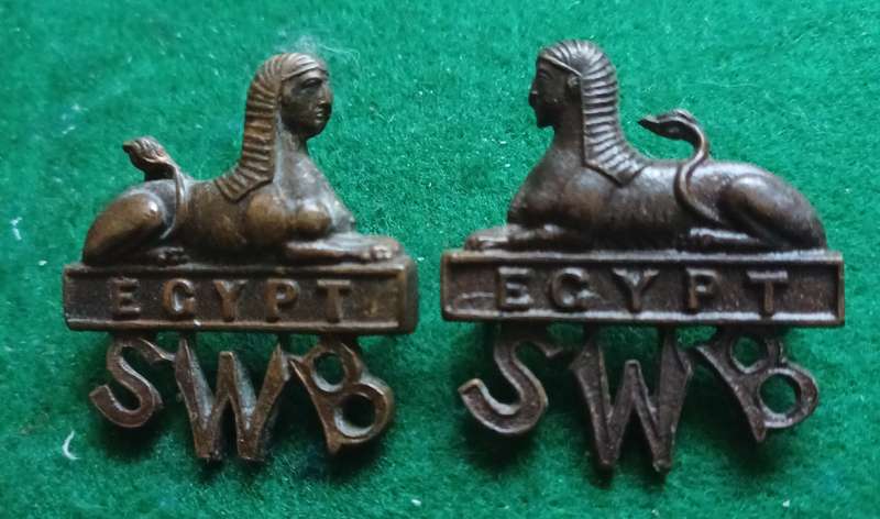 British Army, South Wales Borderers bronze Officer's collars pair
