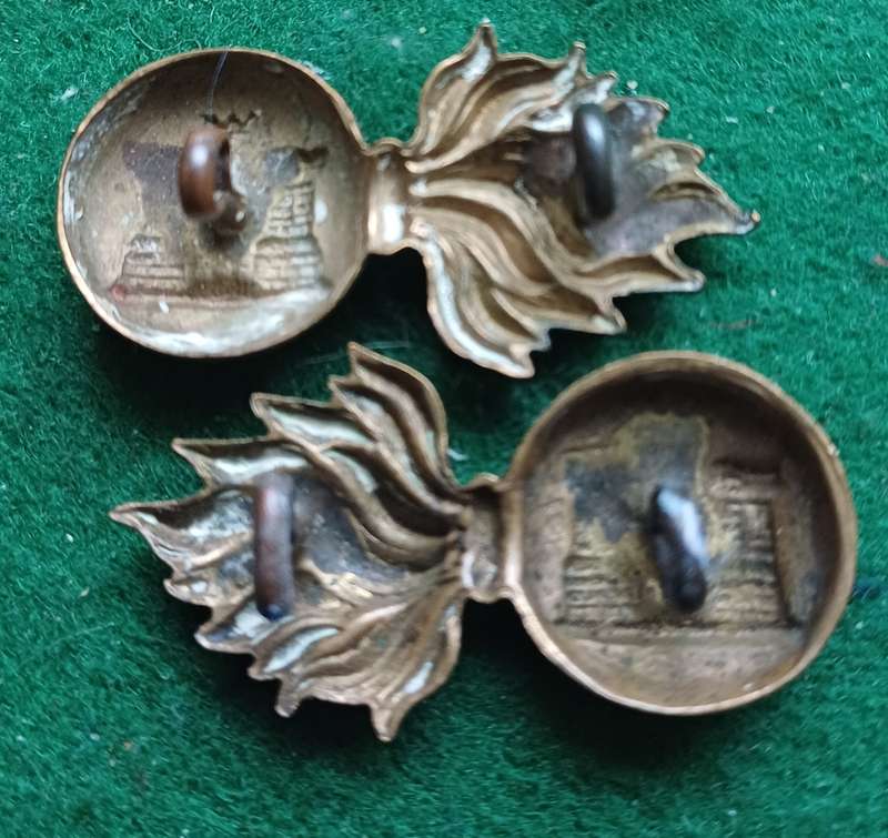 British Army Royal Inniskilling Fusiliers brass collars pair