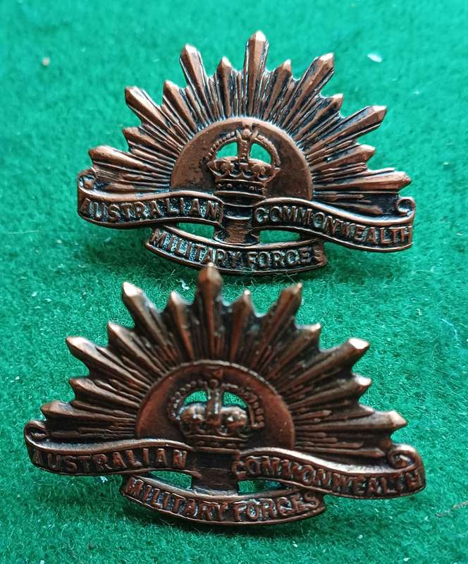 Australian Commonwealth Military Forces bronze colllars pair