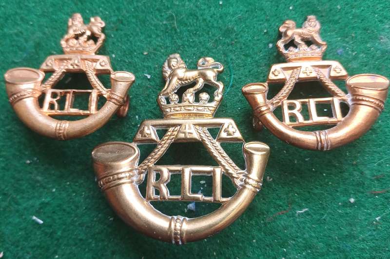SA Rand Light Infantry brass cap and collar badges