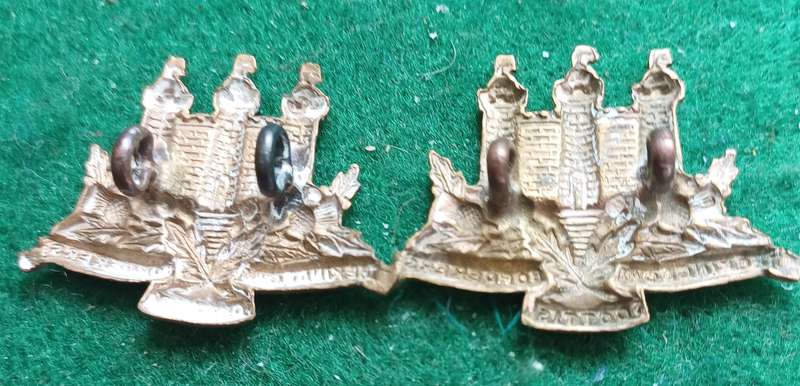 British Army, Kings Own Scottish Borderers brass collars pair