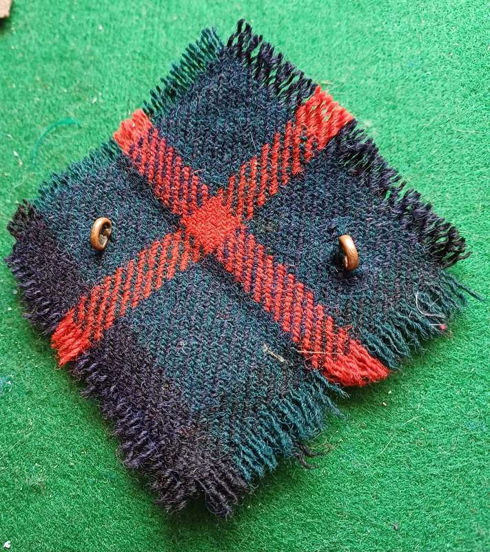 SA Transvaal Scottish 1st Bn brass  Balmoral badge with Atholl tartan backing