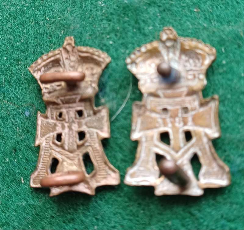 British, Alexandra, Princess of Wales, Own Yorkshire Regt, Green Howards, QVC brass collars pair