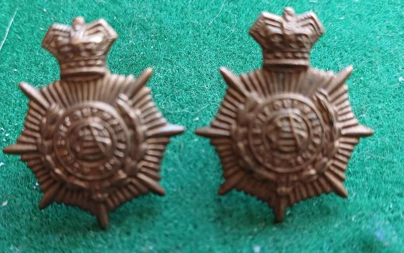 British, Army Service Corps QVC brass collars pair. small, mess dress?