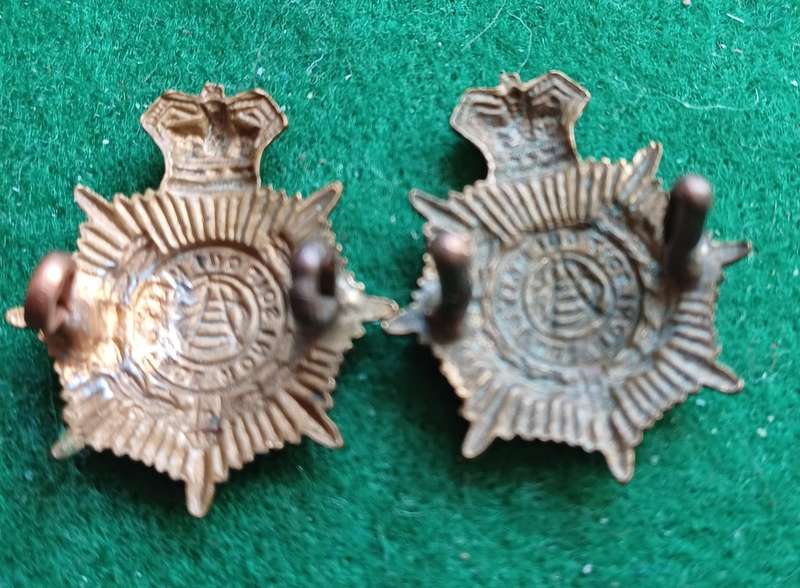 British, Army Service Corps QVC brass collars pair. small, mess dress?