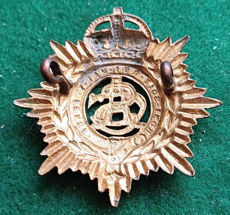 British Army Service Corps KC brass cap badge with lugs