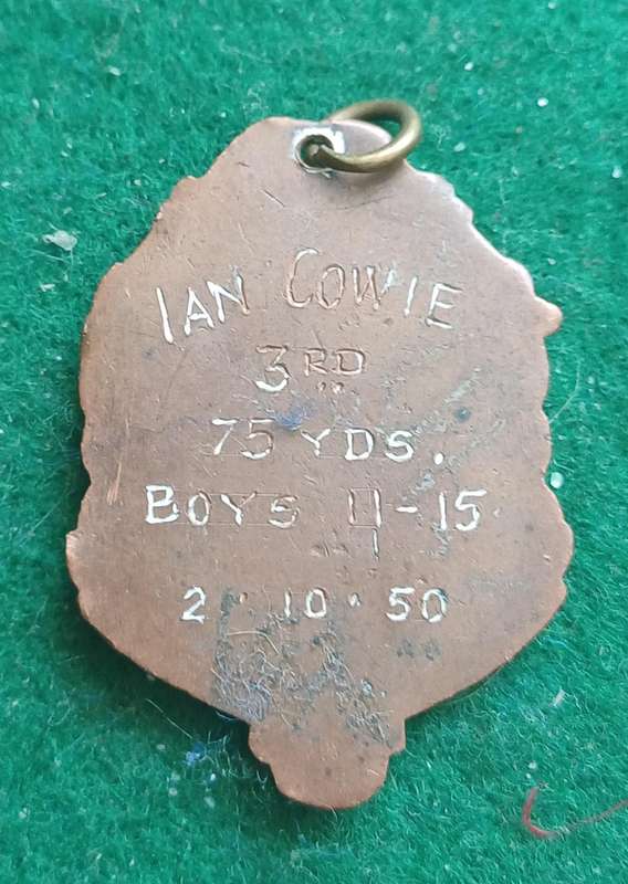 SA Caledonian Society Athletics medal, 1950, bronze & enamel. Interesting curio