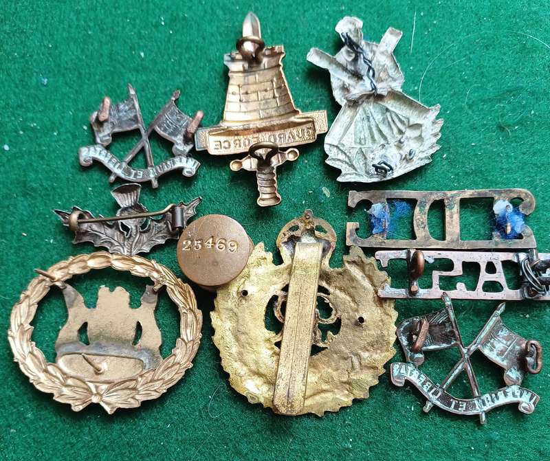 Selection of 10 military badges, sold as seen