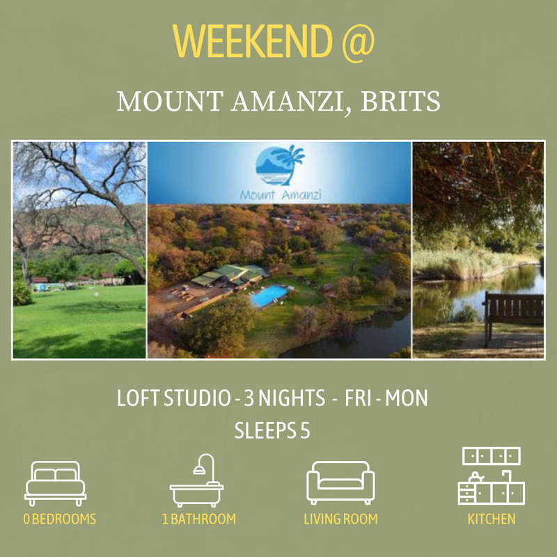 Weekend @  Mount Amanzi, Brits from 25 - 28 July 2025 (3 Nights)Studio/sleeps 5