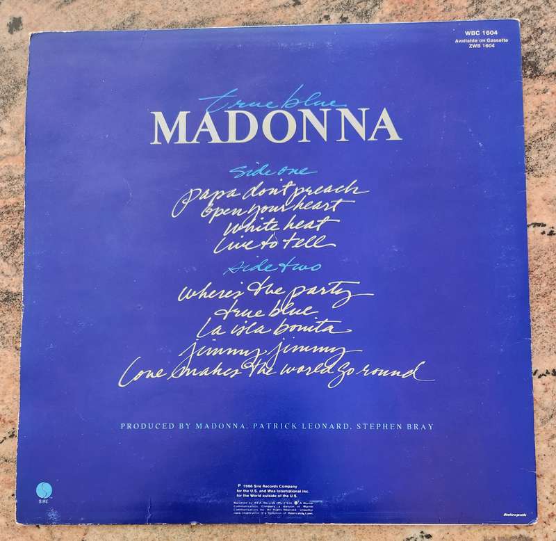 MADONNA True Blue (VG+/VG+) Sire WBC 1604 SA Pressing - Lyrics inside