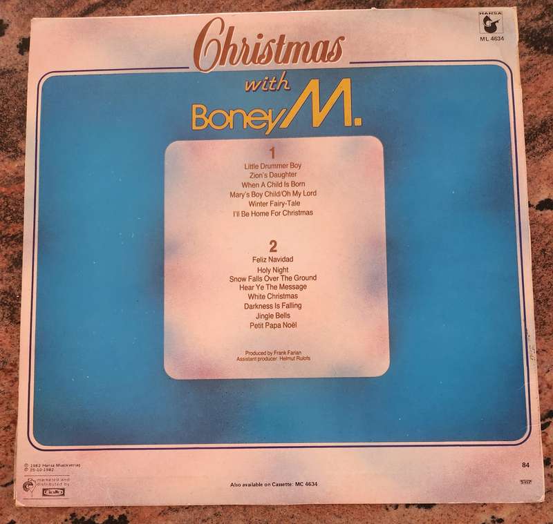 BONEY M Christmas With (VG+/VG) Hansa ML 4634 SA Pressing 1982