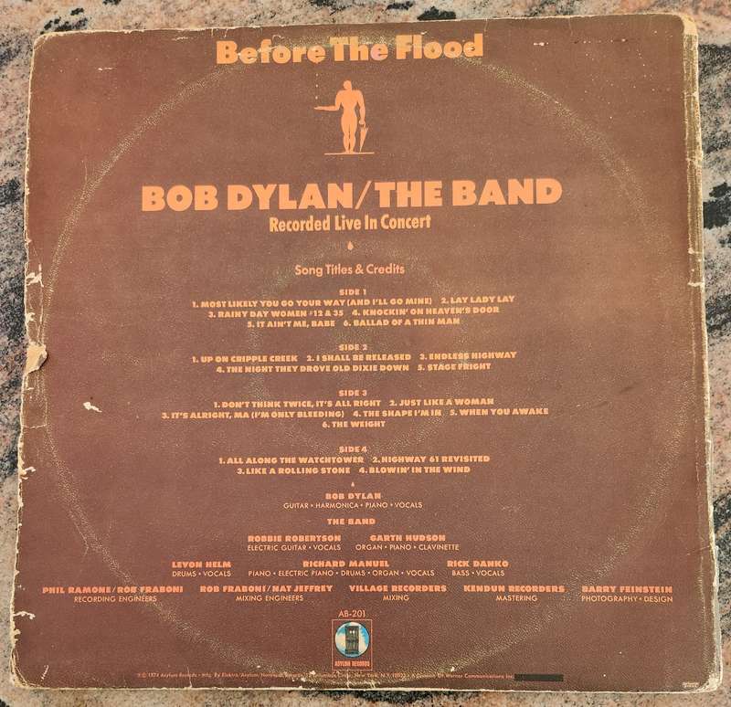 BOB DYLAN / THE BAND Before The Flood - Double LP (VG+/VG+/G+) Asylum AB 201 SA Press - Gatefold