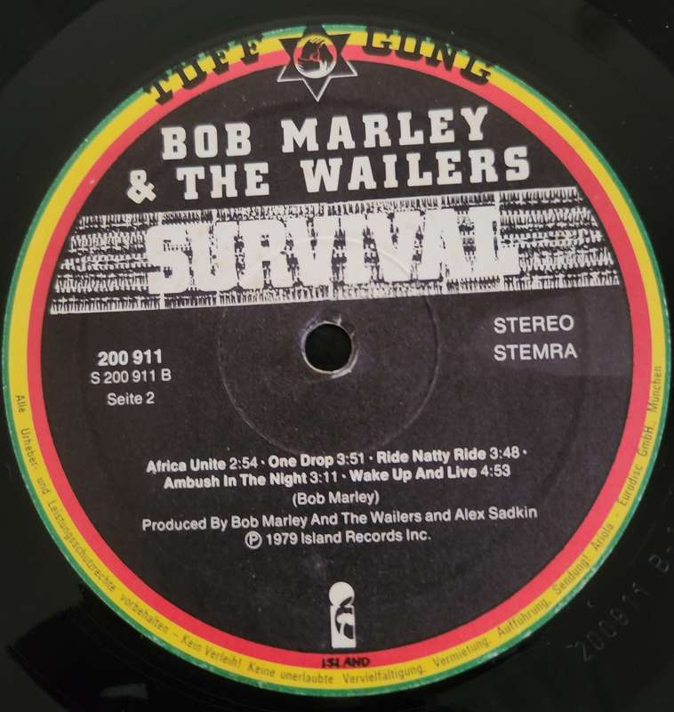 BOB MARLEY and THE WAILERS Survival - VG+ - German Pressing 1979 Island STEMRA 200 911 - RARE