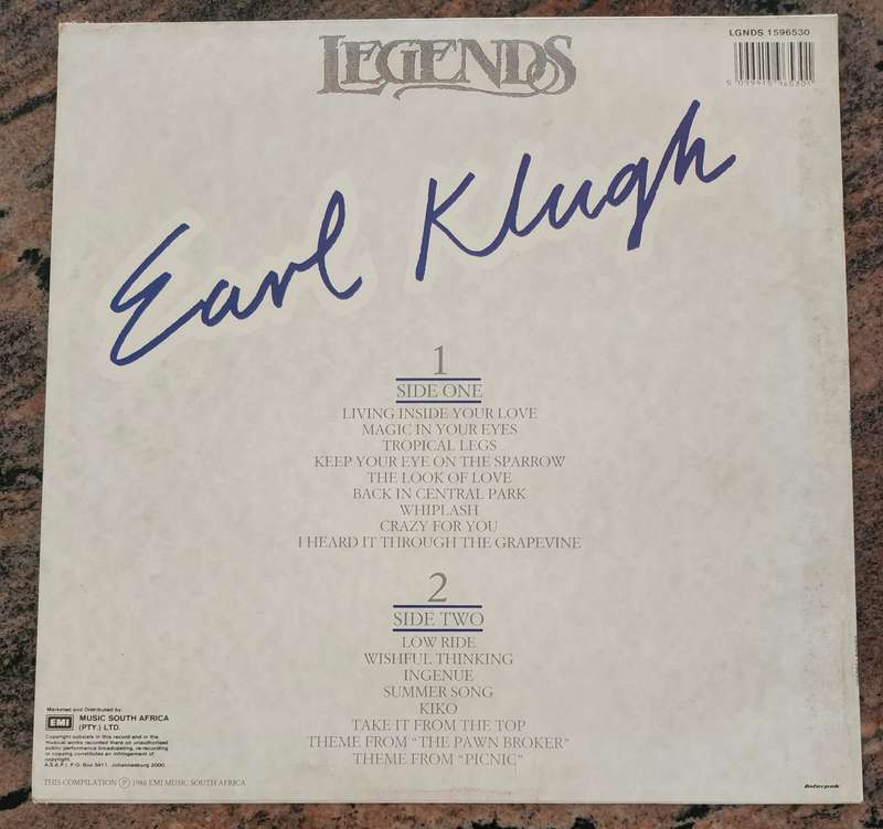 EARL KLUGH Legends - The Best Of (VG+/VG+) LGNDS 1596530 SA Pressing 1986 - RARE