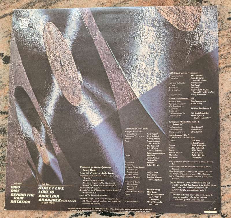 HERB ALPERT Rise (VG+/VG+) A & M Records AMLS 64790 SA Pressing