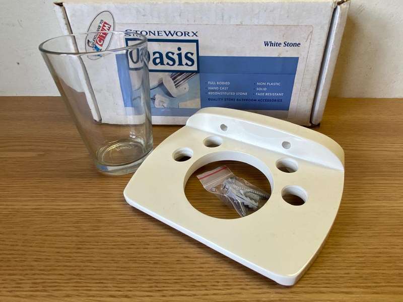 Cultured marble toothbrush holder