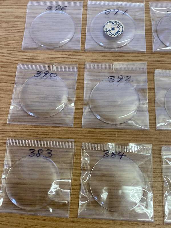 Pocket watch crystals - domed - 15 pieces