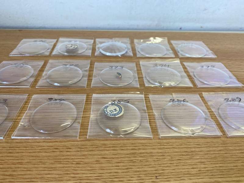 Pocket watch crystals - domed - 15 pieces