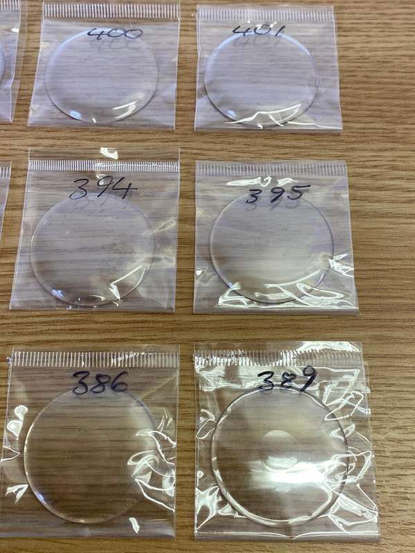 Pocket watch crystals - domed - 15 pieces