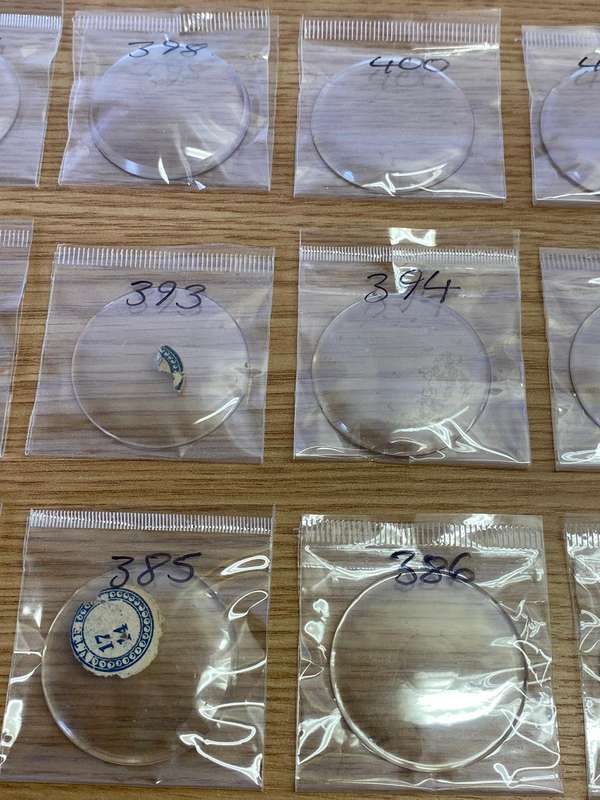 Pocket watch crystals - domed - 15 pieces