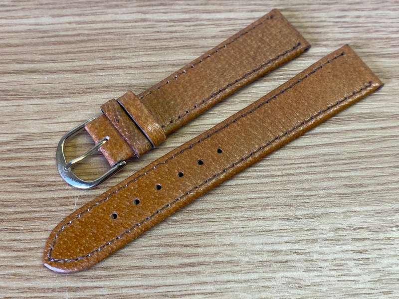 18mm light brown leather watch strap