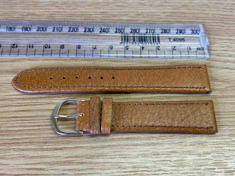 18mm light brown leather watch strap