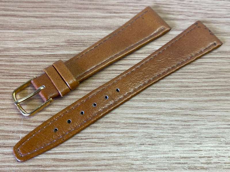 20mm light brown leather watch strap