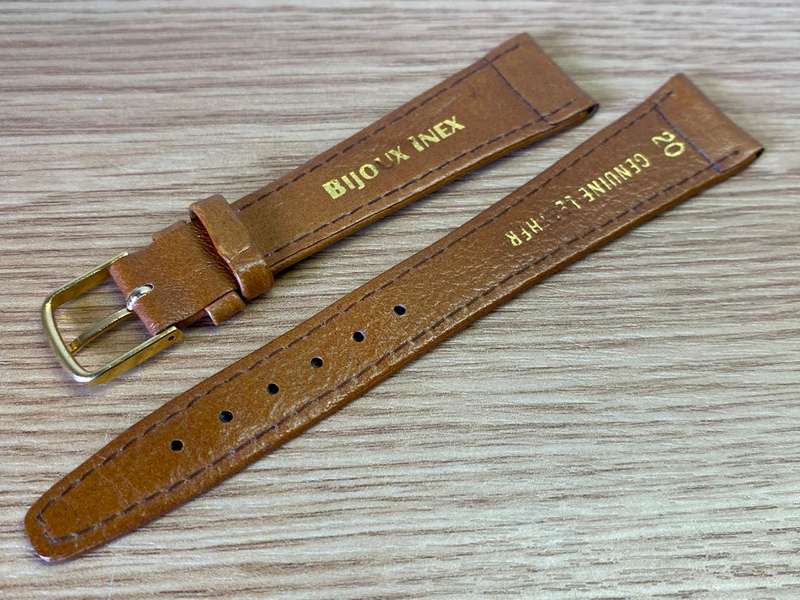 20mm light brown leather watch strap