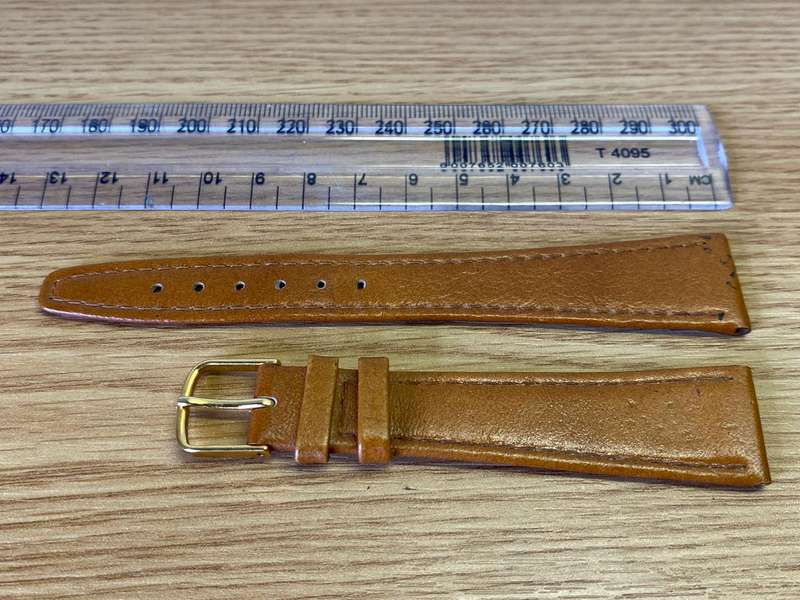 20mm light brown leather watch strap