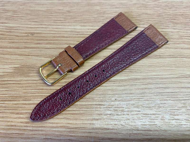 20mm medium brown leather watch strap
