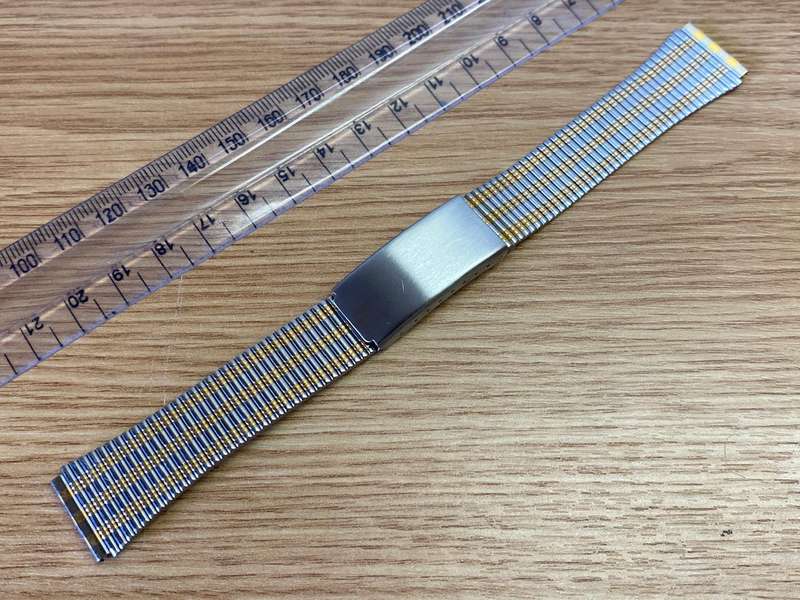 18mm stainless steel bracelet with gold accents