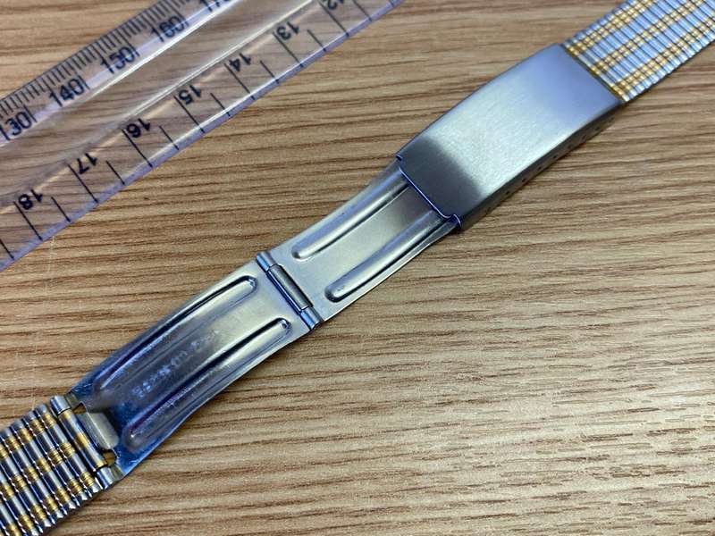 18mm stainless steel bracelet with gold accents