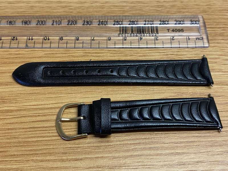 18mm black leather watch strap