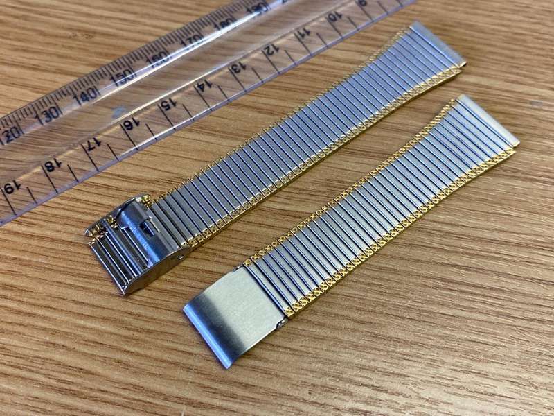 18mm stainless steel two piece strap with gold edge