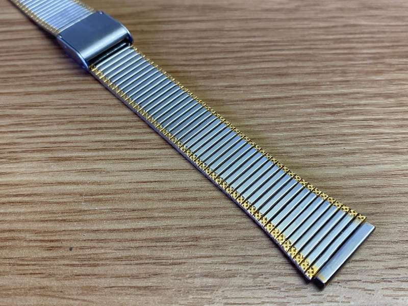 18mm stainless steel two piece strap with gold edge