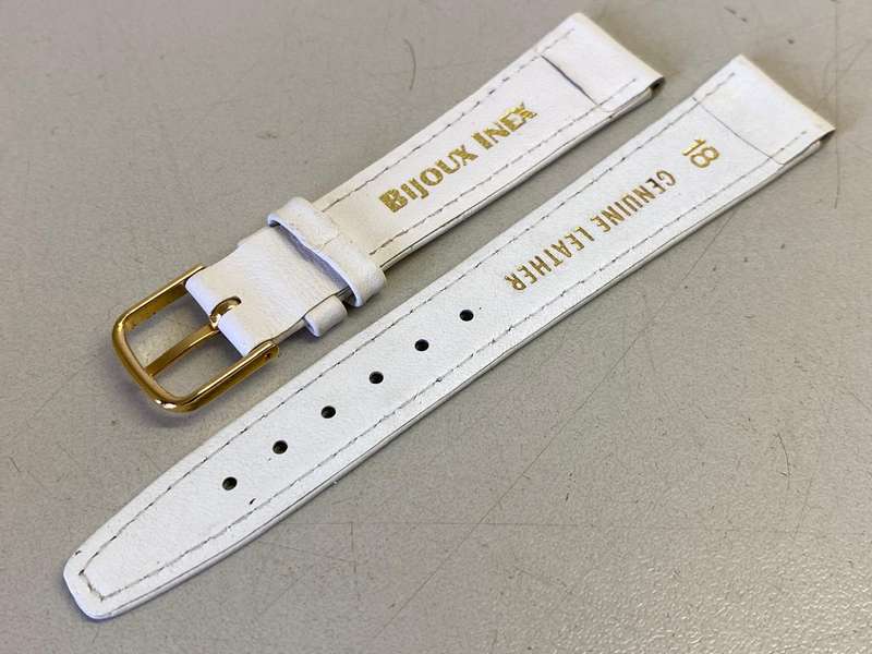 BIJOUX INEX - 18mm white leather watch strap