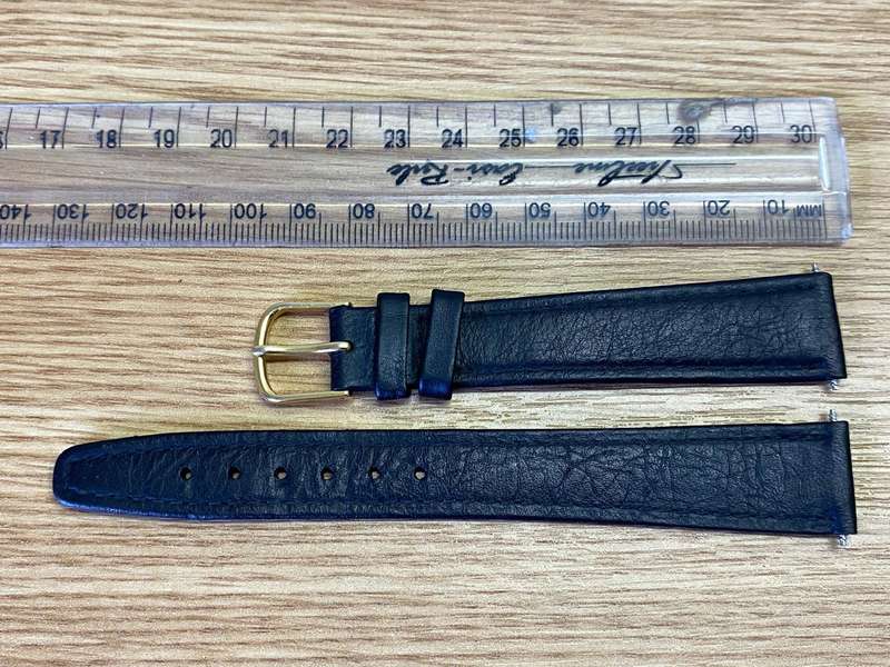 18mm black leather watch strap #2
