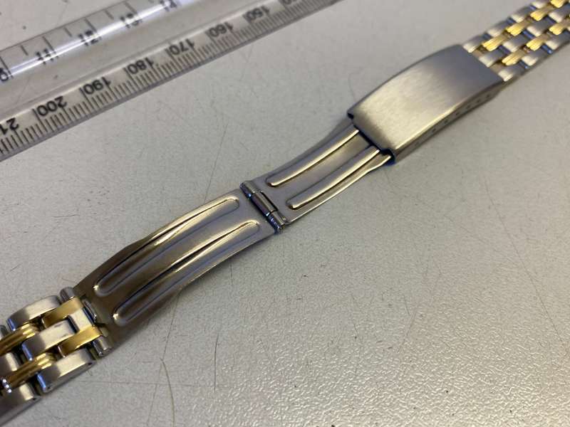 14mm stainless steel bracelet with gold accents
