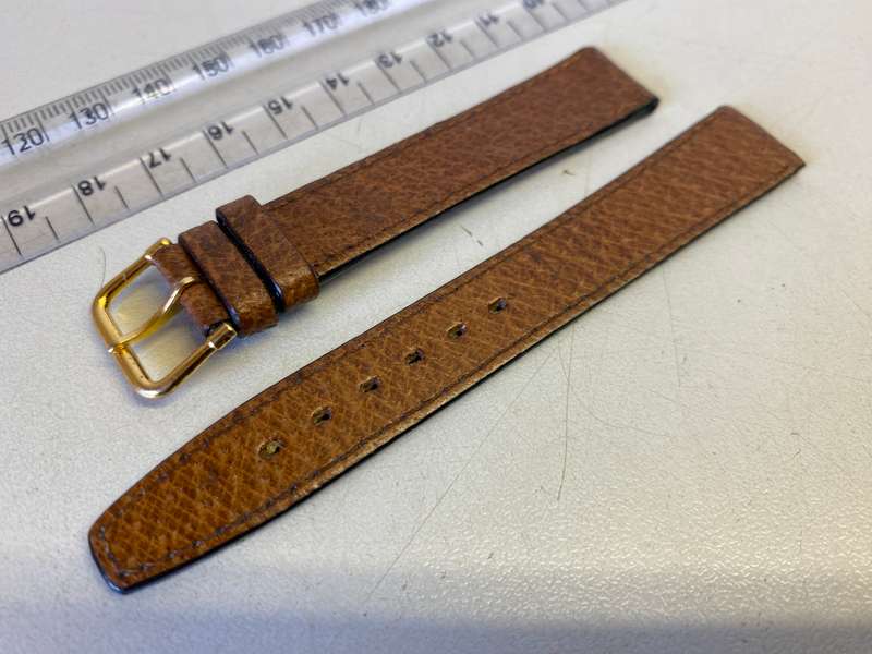 16mm brown leather watch strap