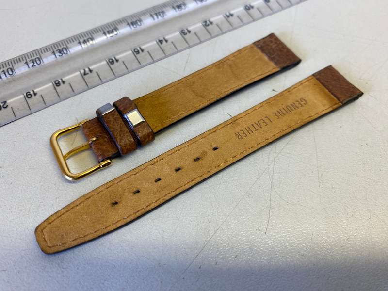 16mm brown leather watch strap