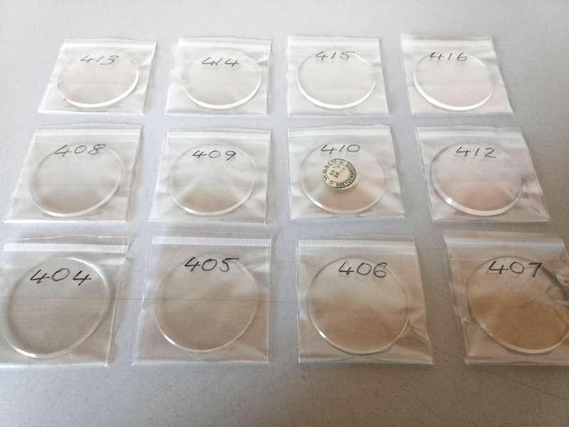 Pocket watch crystals - curved bevel edge- 12 pieces