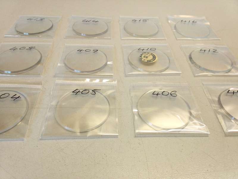 Pocket watch crystals - curved bevel edge- 12 pieces