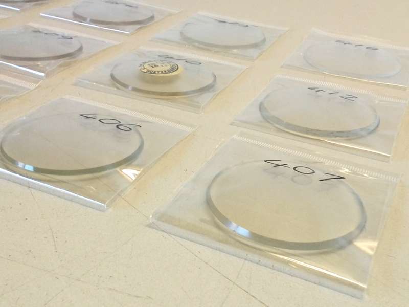 Pocket watch crystals - curved bevel edge- 12 pieces