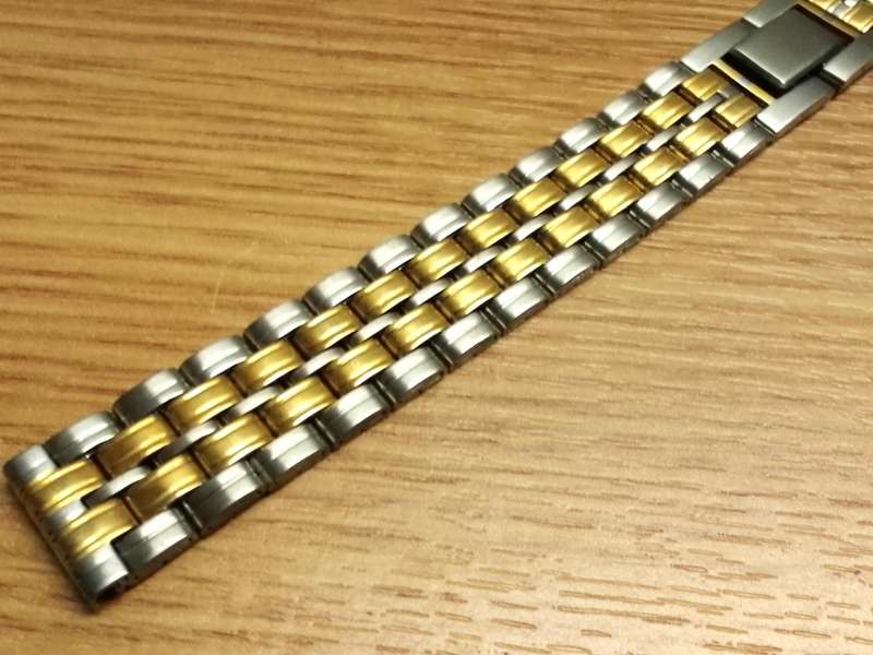 14mm two piece stainless steel bracelet - gold accents