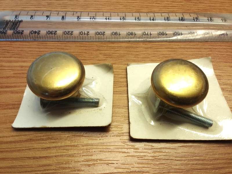 25mm solid brass furniture knobs x 2