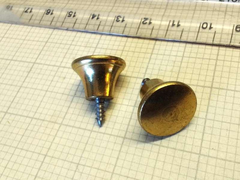 16mm solid brass furniture knobs x 2
