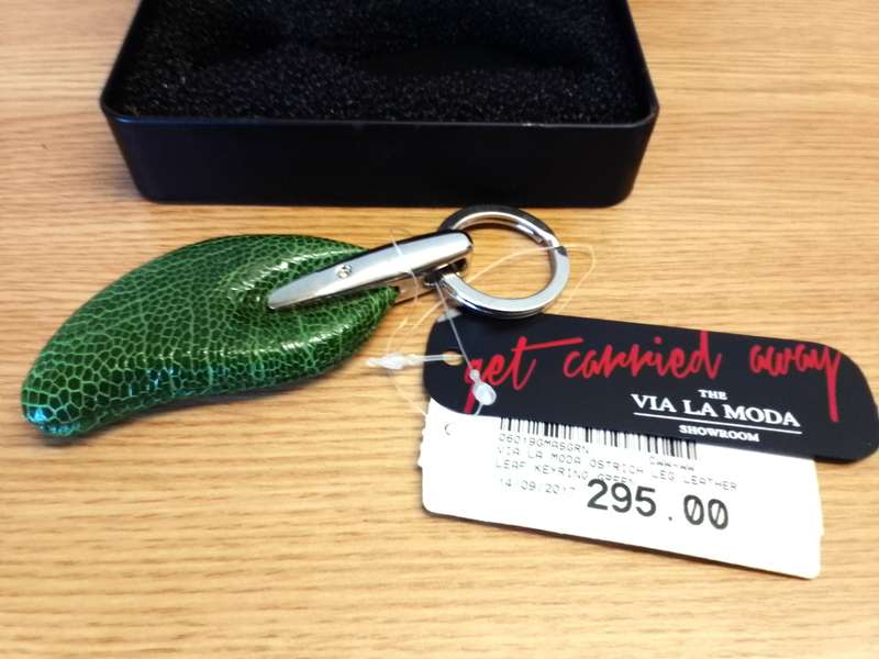 Ostrich leg leather key ring