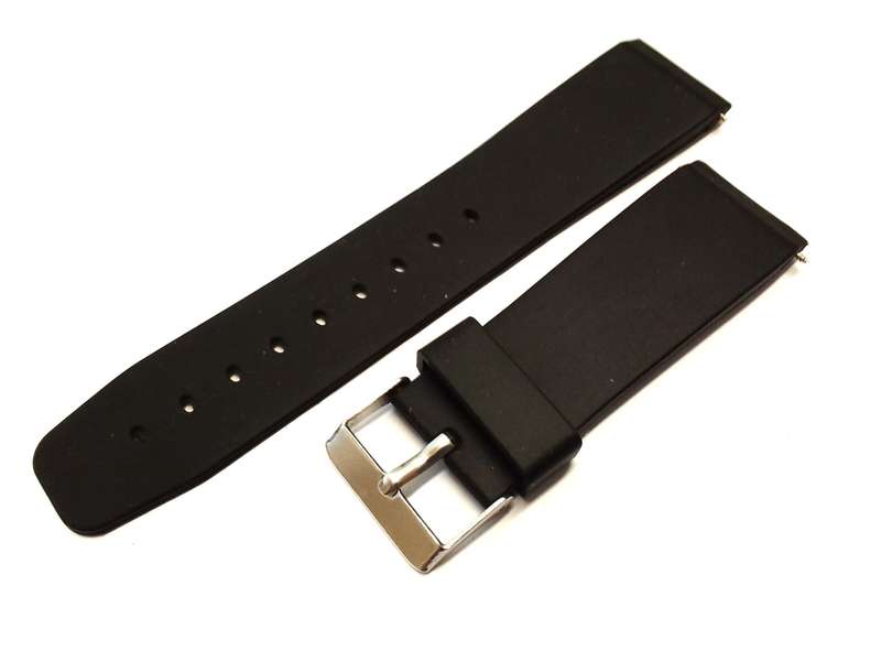 Soft black silicone strap - 24mm
