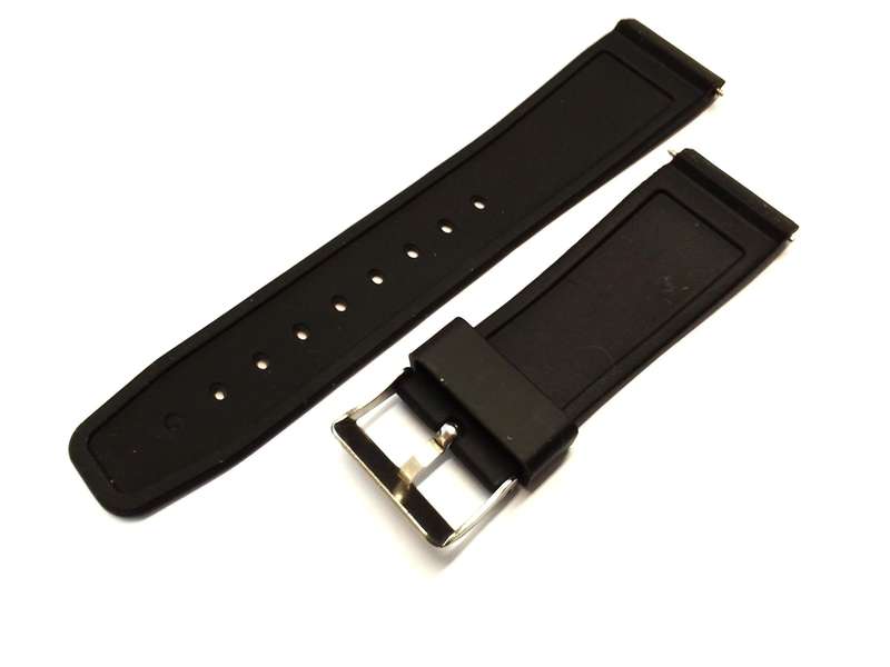 Soft black silicone strap - 24mm