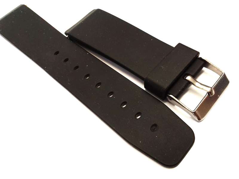 Soft black silicone strap - 24mm